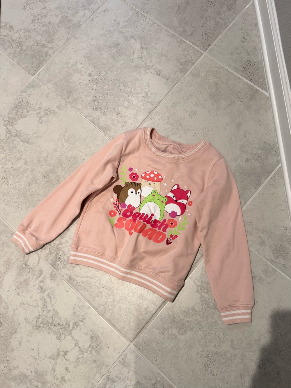 Squishmallows Pink Crewneck Sweatshirt with Cartoon Characters